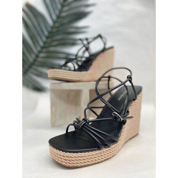 Marc Fisher Women's Zarah Wedge Dress Sandals - Black 10M - Picture 1 of 8